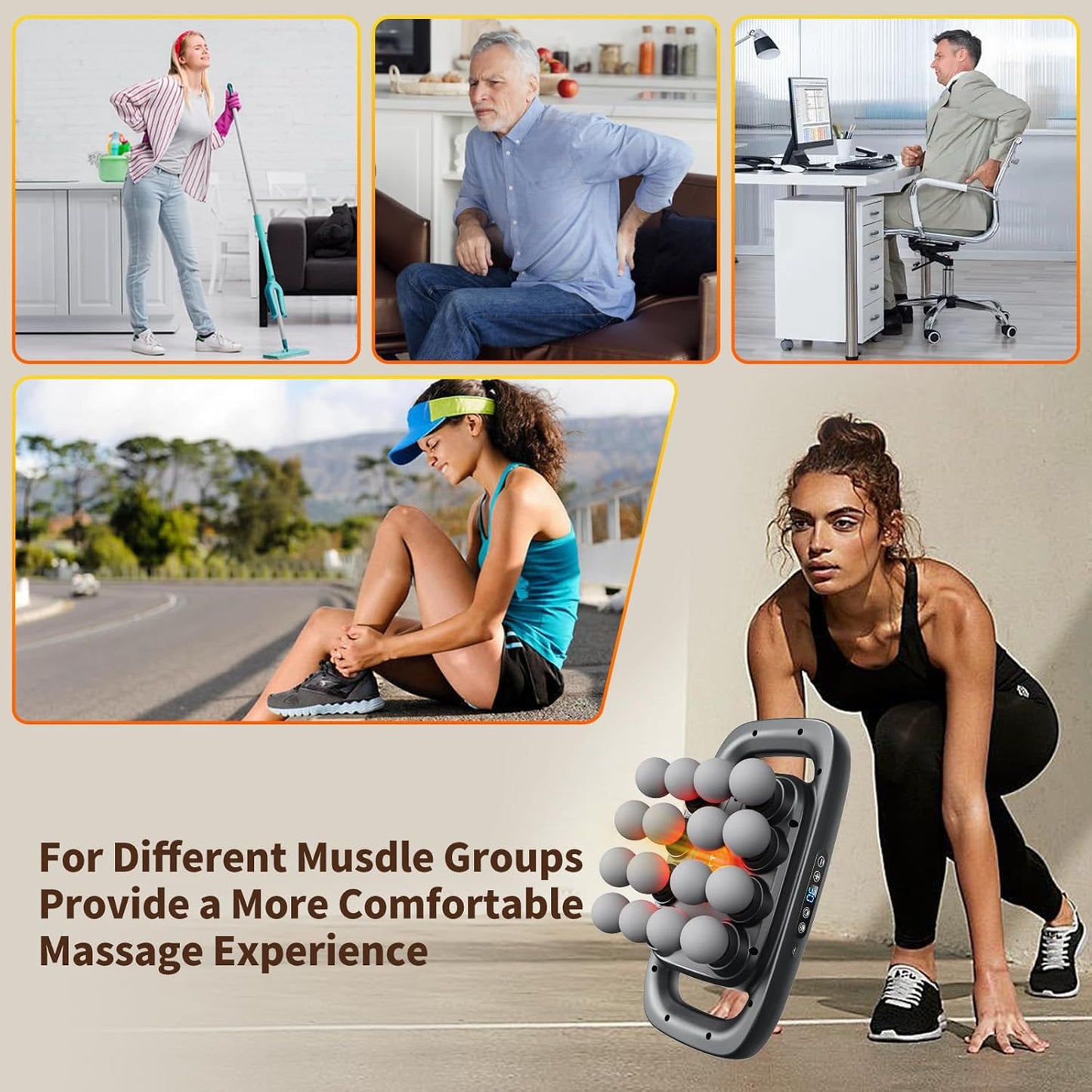 VTT 16-Head Massage Gun Set, Deep Tissue Percussion Massager with 3 Modes & 30 Intensities,Quiet Muscle Massage Gun for Back,Shoulders, Legs, Foot, Body Muscle Pain Relief
