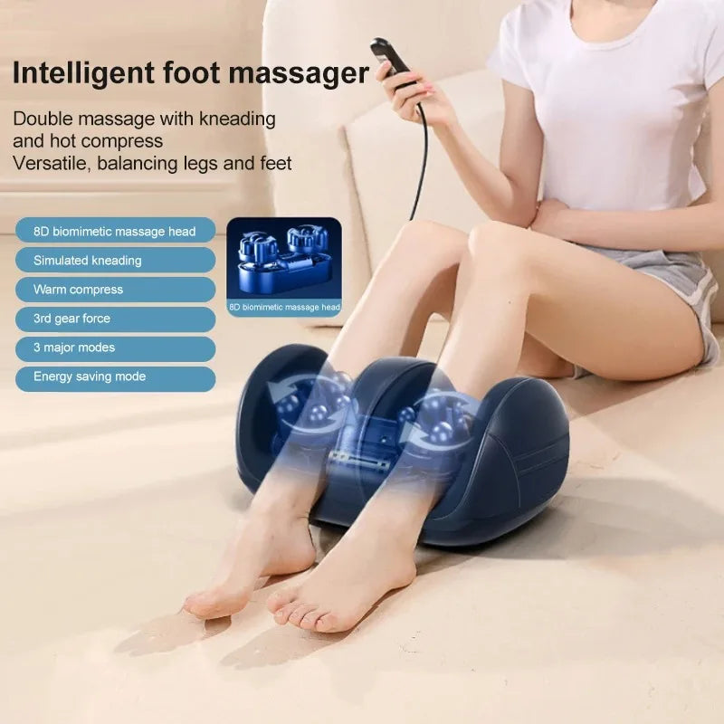 Extra Large Electric Foot Massager with Shiatsu Kneading, Hot Compress & Calf Roller – Deep Muscle Relaxation & Fatigue Relief