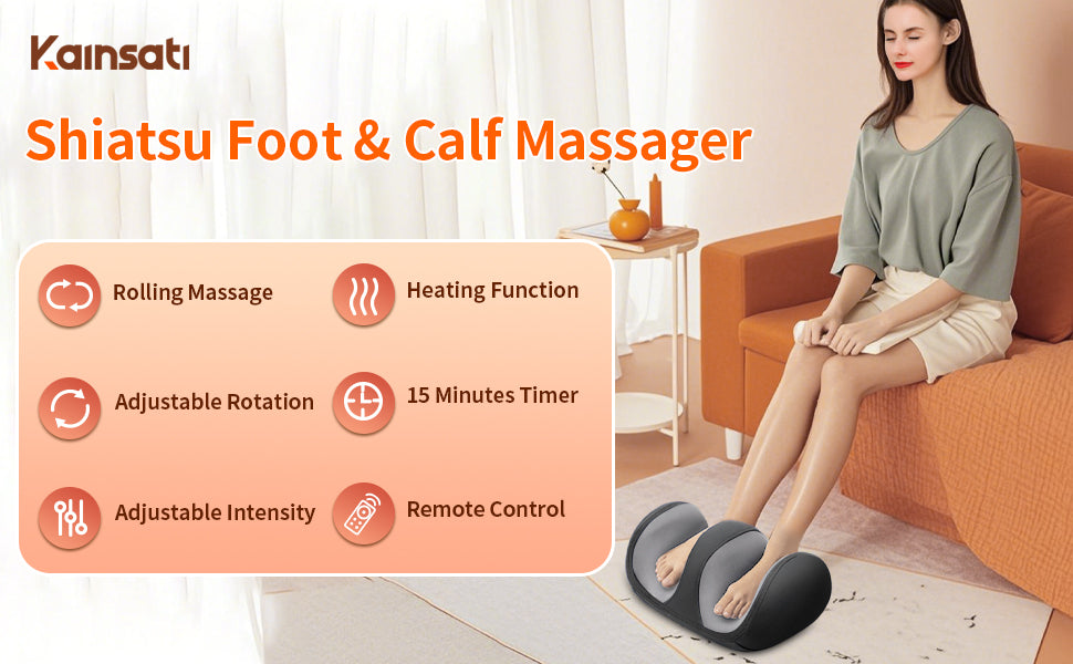 Extra Large Electric Foot Massager with Shiatsu Kneading, Hot Compress & Calf Roller – Deep Muscle Relaxation & Fatigue Relief